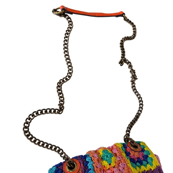 Kurt Geiger London Kensington Crochet Granny Square Colorful with Chain Strap - Picture 8 of 13